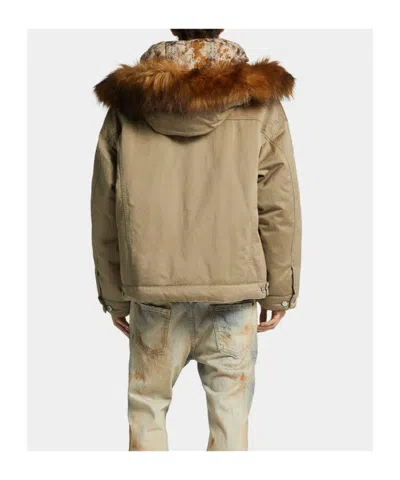 Dsquared2 Relaxed Jacket With Faux Fur Trim In Multi