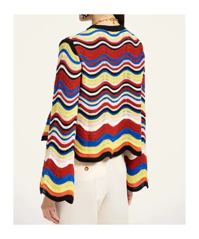 La Doublej Wave-pattern Bell-sleeve Sweater In Multi