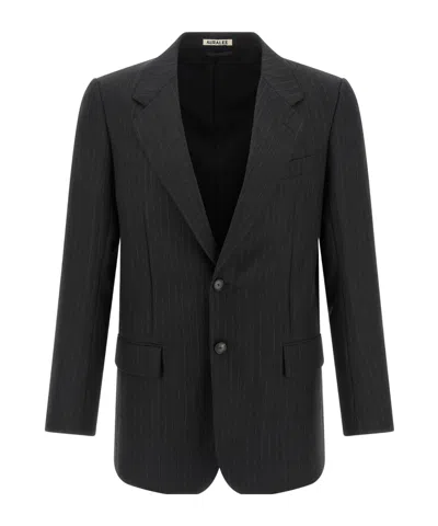 Auralee Pinstripe Blazer In Black
