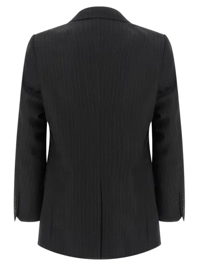 Auralee Pinstripe Blazer In Black