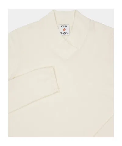 Casablanca V-neck Long-sleeve T-shirt In White