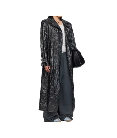 Lu'u Dan Pleated Trench Coat In Black