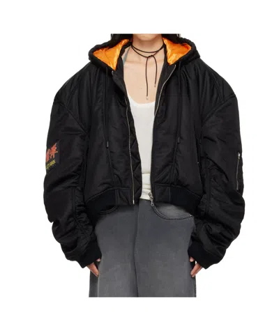 Lu'u Dan Black Distorted Ma1 Bomber Jacket In Black
