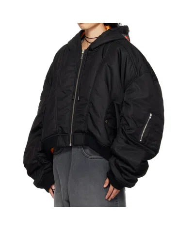 Lu'u Dan Black Distorted Ma1 Bomber Jacket In Black