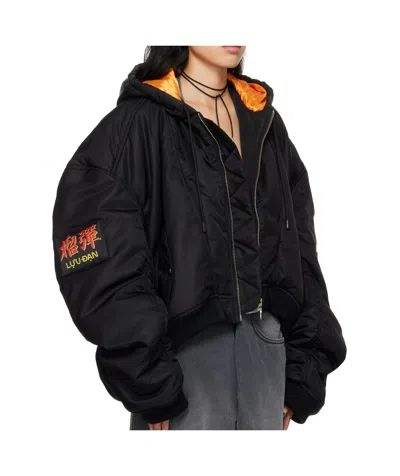 Lu'u Dan Black Distorted Ma1 Bomber Jacket In Black