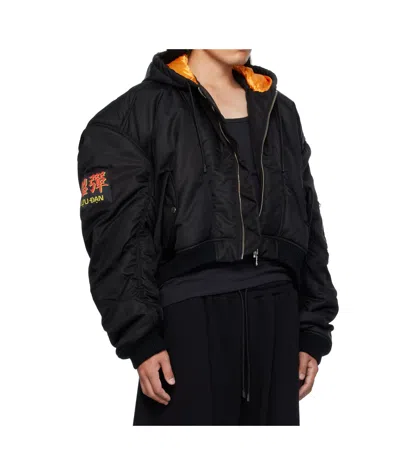 Lu'u Dan Black Distorted Ma1 Bomber Jacket In Black