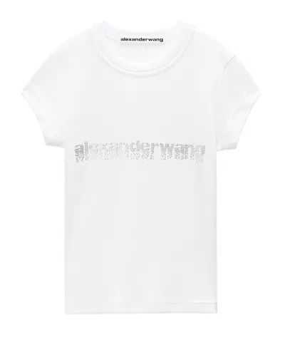 Alexander Wang Crystal Hotfix Logo Cotton Baby T-shirt Clothing In White