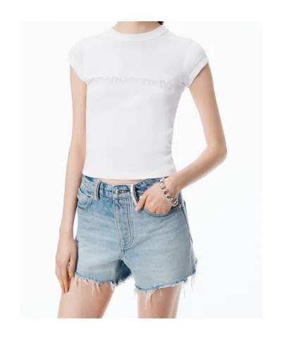 Alexander Wang Crystal Hotfix Logo Cotton Baby T-shirt Clothing In White