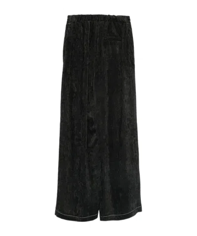 Alysi Wide-leg Velvet Trousers In Black