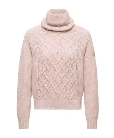 Moncler Wool-blend Cable Knit Sweater In Pink