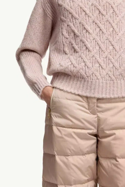 Moncler Wool-blend Cable Knit Sweater In Pink