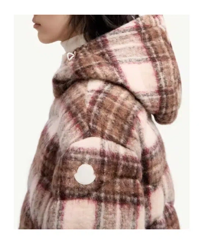 Moncler Cervi Wool Blend Hooded Short Down Jacket In Brown