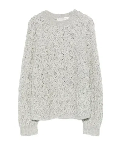 Antonelli Openwork Knitted Sweater In Gray