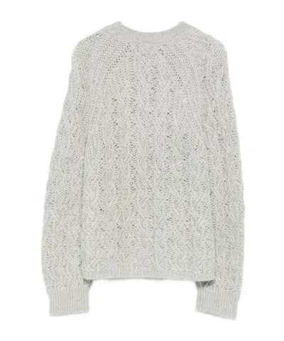 Antonelli Openwork Knitted Sweater In Gray