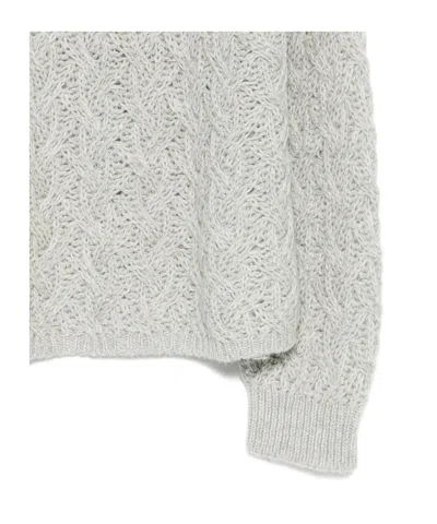 Antonelli Openwork Knitted Sweater In Gray