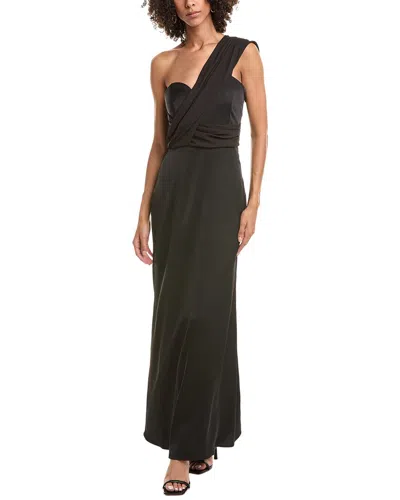 Halston Roselle Crepe Gown In Black