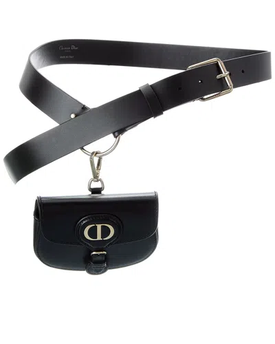 Dior Symbol Leather Belt In Blue