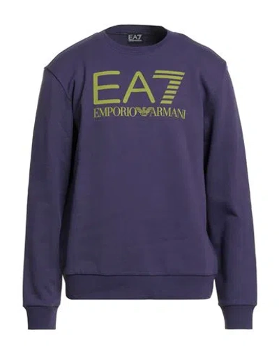 Ea7 Man Sweatshirt Purple Size L Cotton In Purple