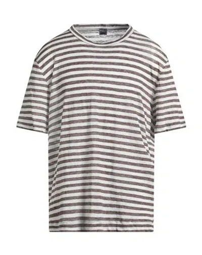 Fedeli Man T-shirt Dark Brown Size 44 Linen In Multi