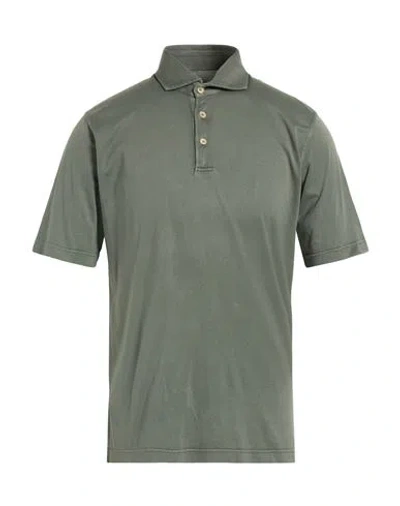Fedeli Man Polo Shirt Military Green Size 40 Cotton In Green