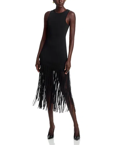 Toccin Margaux Racer Mini Dress With Fringe In Black