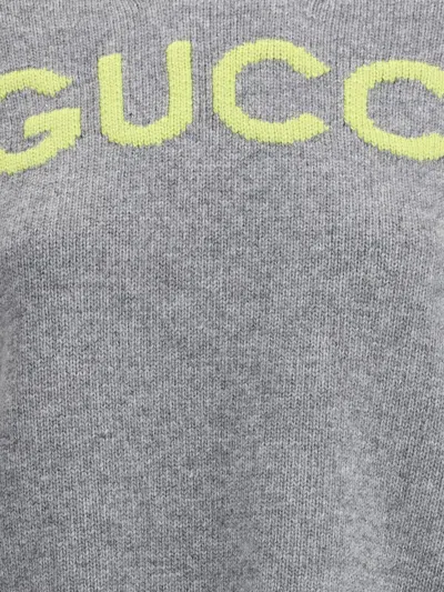 Gucci Women Wool Sweater With Embroidered Monogram In Gray