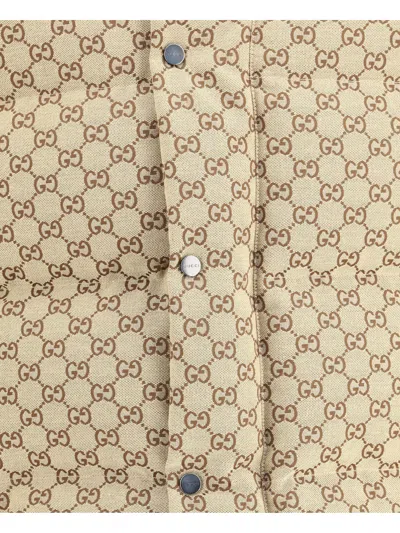 Gucci Men Gg Patterned Padded Down Jacket In Neutral