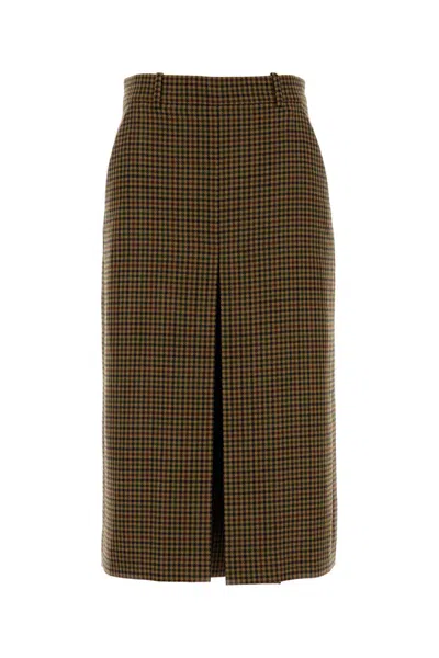 Saint Laurent Gonna Pantalone In Seta E Cashmere In Brown