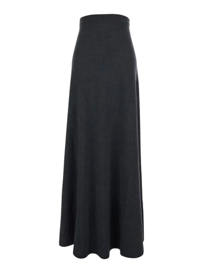 Balenciaga Long Grey Wool Skirt In Gray