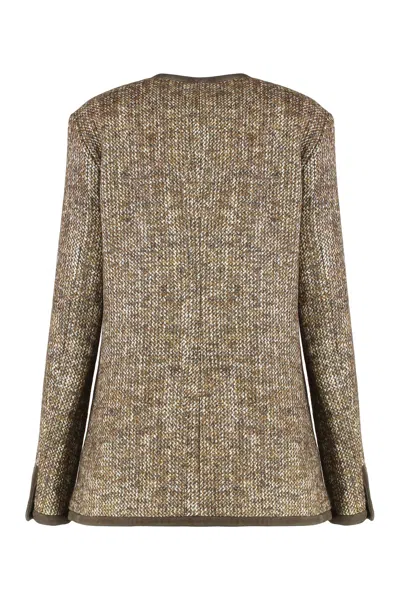 Golden Goose Coffee-colored Wool Tweed Jacket In Brown