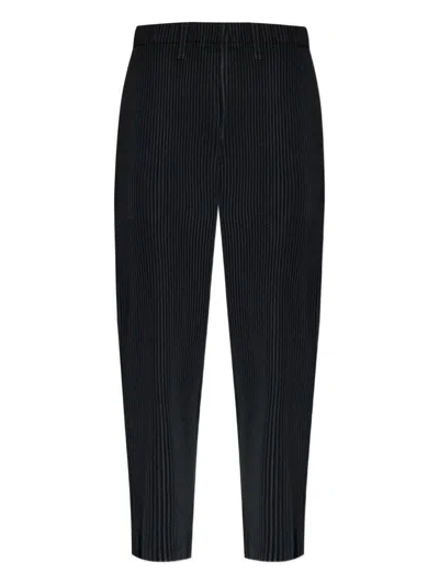 Issey Miyake Ns Coke Gray Compleat Pleated Knitted Trousers In Black