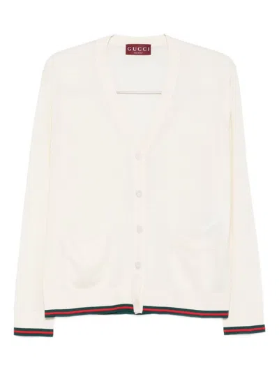 Gucci Women Cashmere And Silk Vlend Cardigan In White