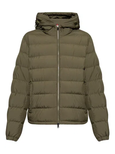 Moncler Laveraet Short Down Jacket With Hood In Green