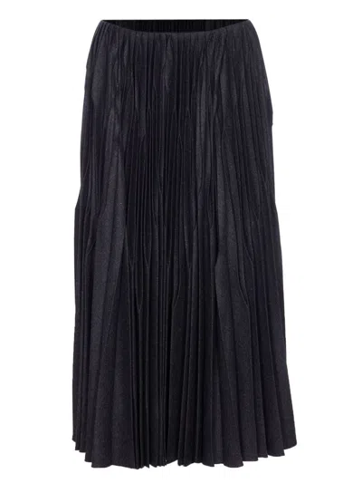Alaïa Pleated Wool Flannel Midi Skirt In Gray