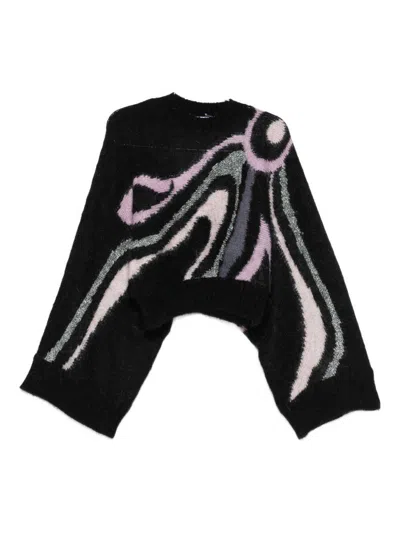 Pucci Embroidered Mohair Blend Oversize Sweater In Black