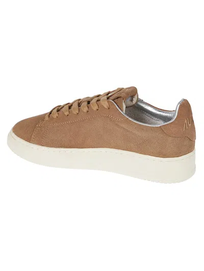 Autry Dallas Low Sneakers With Embroidered Floral Details In Brown