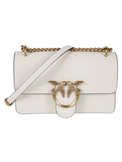 Pinko Compact Rectangular Shoulder Bag In White