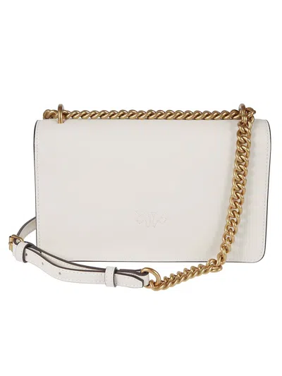 Pinko Compact Rectangular Shoulder Bag In White