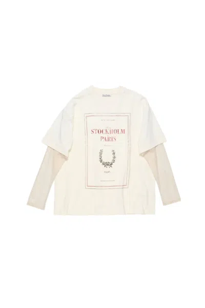 Acne Studios Graphic Print Long-sleeved Layered T-shirt In Neutral