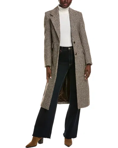 Reiss Kai Check Wool-blend Coat In Gray