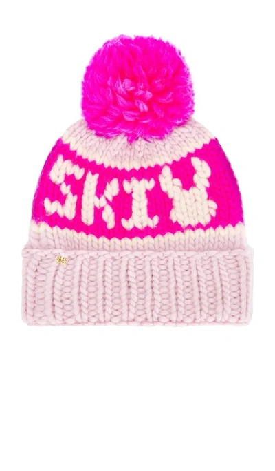 Lele Sadoughi The Ski Bunny Merino Wool Beanie With Yarn Pompom In Blue