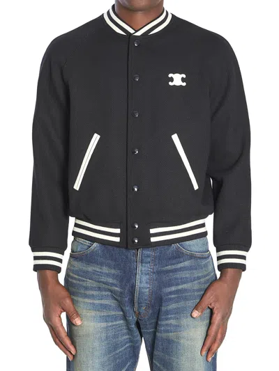 Celine Men Triomphe Teddy Lined Jacket In Black