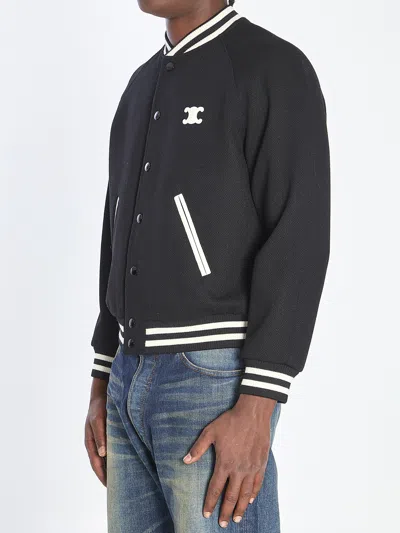 Celine Men Triomphe Teddy Lined Jacket In Black