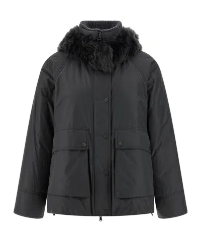 Brunello Cucinelli Cashmere Neck Down Jacket In Black