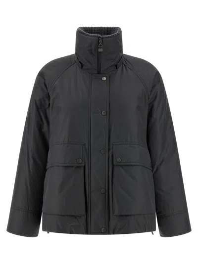 Brunello Cucinelli Cashmere Neck Down Jacket In Black