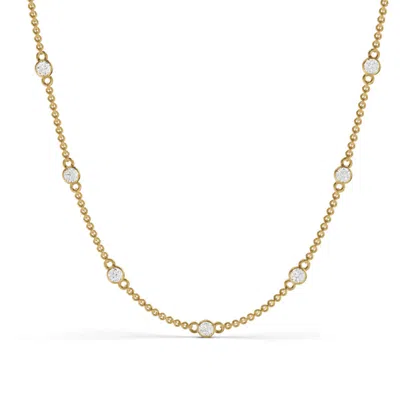 Diamond2deal 14k Yellow Gold 4ctw Ct Bezel Set Lab Grown Diamond Station Necklace (e-f In Gold
