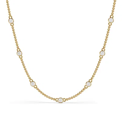 Diamond2deal 14k Yellow Gold 3ctw Ct Bezel Set Lab Grown Diamond Station Necklace (e-f In Gold