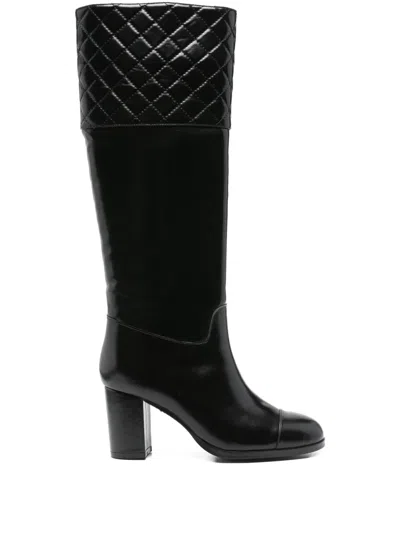 Gold & Rouge 75mm Babi Quilted Boots In Black