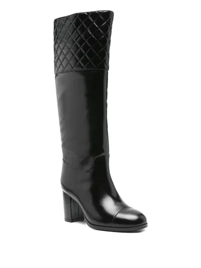 Gold & Rouge 75mm Babi Quilted Boots In Black