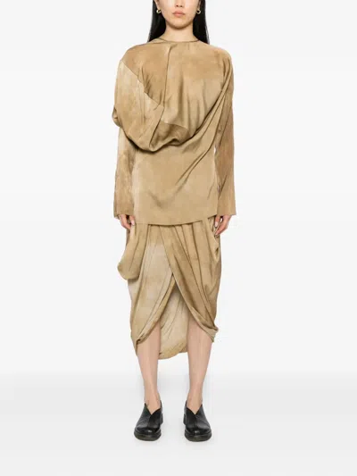 Uma Wang Gink Skirt Mustard In Brown